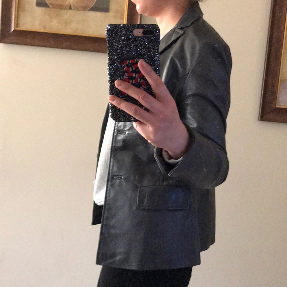 Vintage grey Leather jacket - Picture 8 of 9